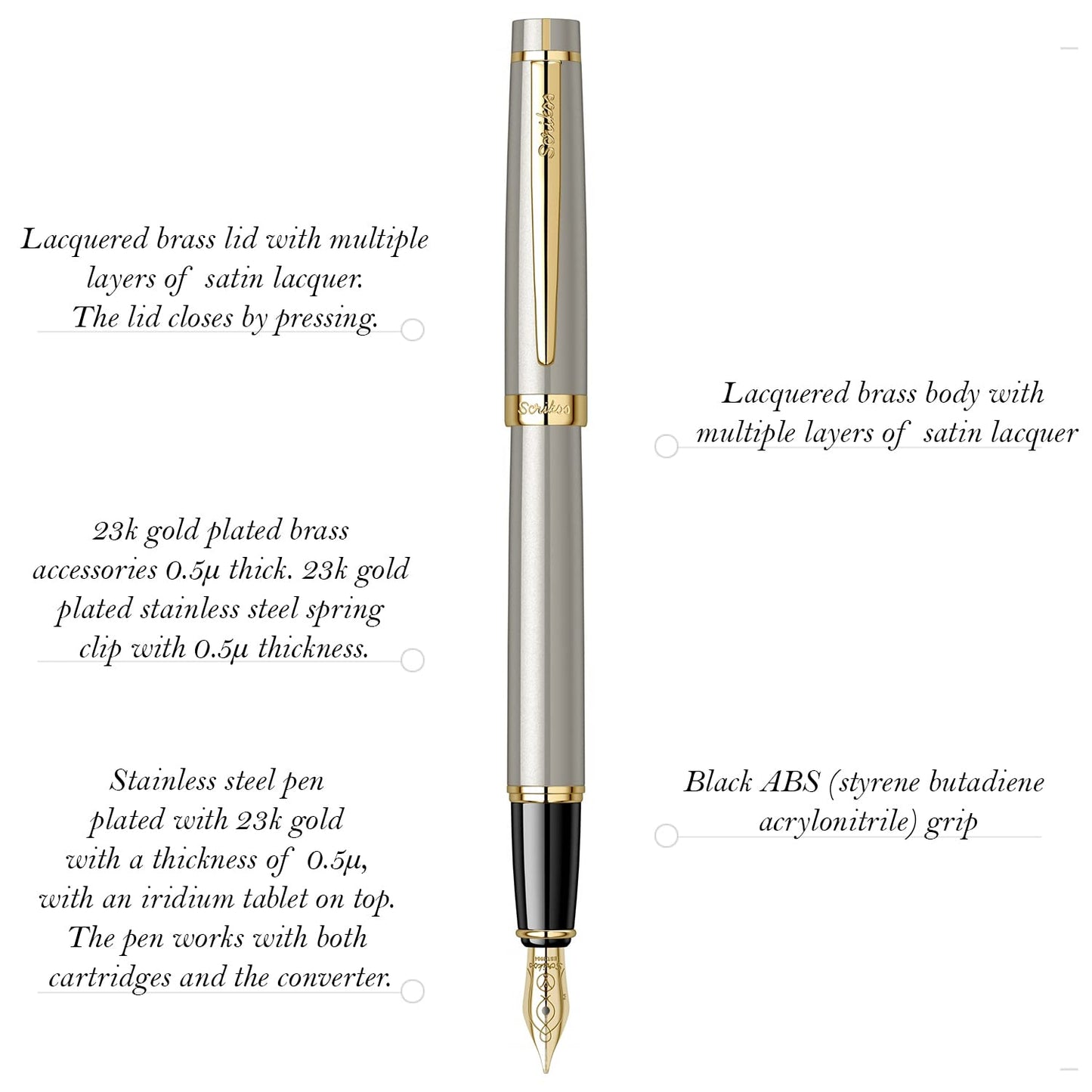 Scrikss Honour 38 Fountain Pen – Satin GT