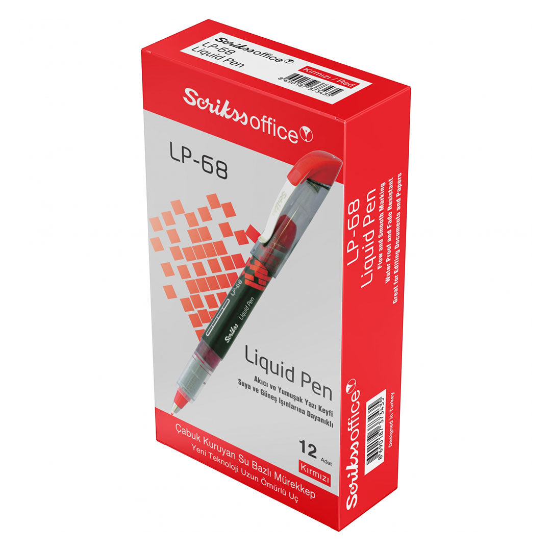 Scrikss LP-68 Red Liquid Pen – Box of 12
