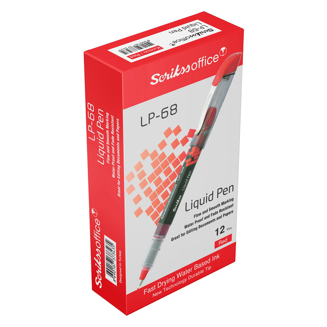 Scrikss LP-68 Red Liquid Pen – Box of 12