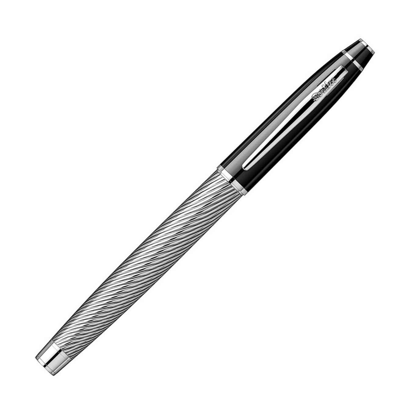 Scrikss Noble 35 Broad nib Fountain Pen - Spiral Black Chrome GT