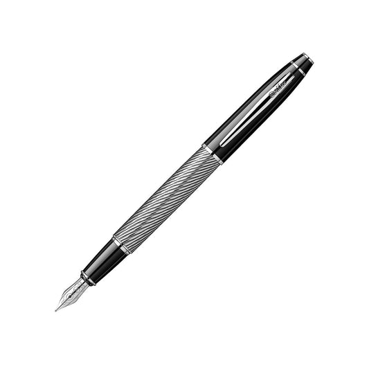 Scrikss Noble 35 Medium nib Fountain Pen - Spiral Black Chrome GT