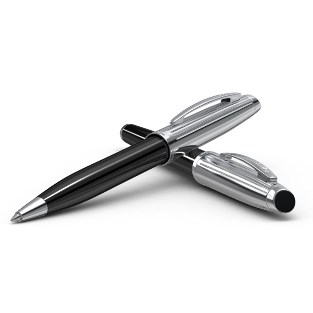 Scrikss | Oscar 39 | Ballpoint Pen | Black Chrome | Chrome Trims | Twist Mechanism
