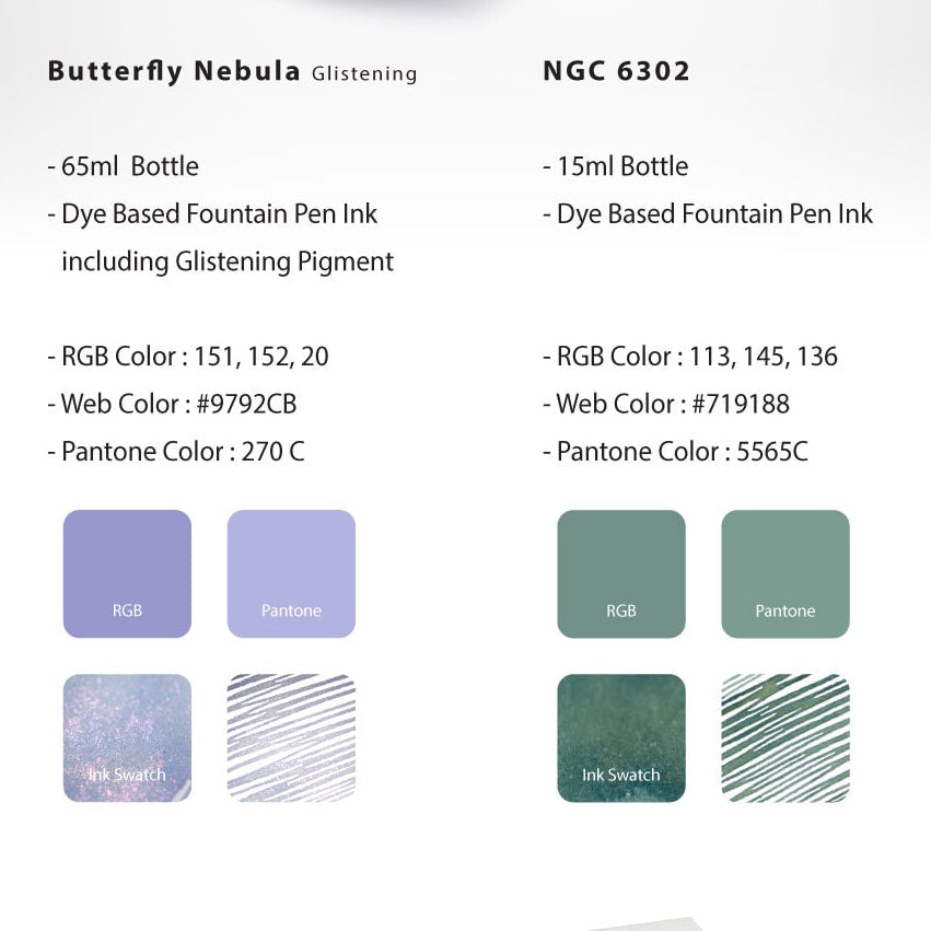Colorverse | Blue | Fountain Pen Ink Bottled | Special Ink | Butterfly Nebula & NGC 6302 (65ml+15ml)