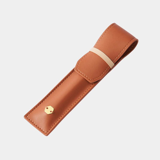 Ystudio Classic Reflect Pen Pouch – Caramel Leather