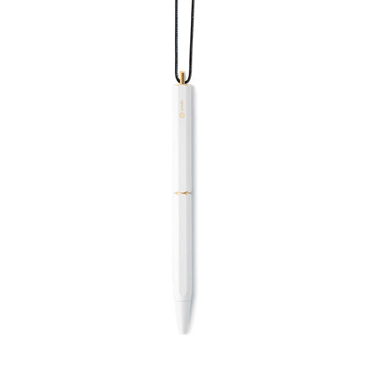 Ystudio Classic Revolve Portable Ballpoint Pen Brass (White finish)