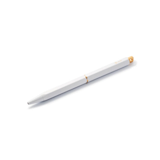 Ystudio Classic Revolve Portable Ballpoint Pen Brass (White finish)
