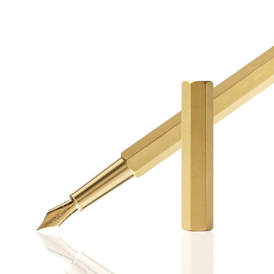 Ystudio Classic Revolve - Fountain Pen Brass Hexogon | Medium Nib